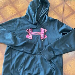 Under Armour Black Hoodie with Vibrant Pink Emblem